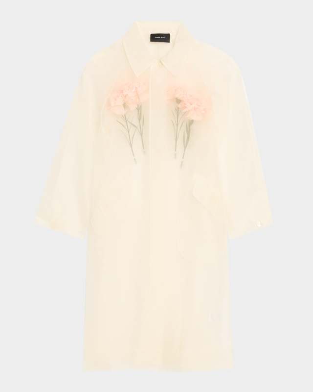 Carnation-Stuffed Sheer Car Coat
